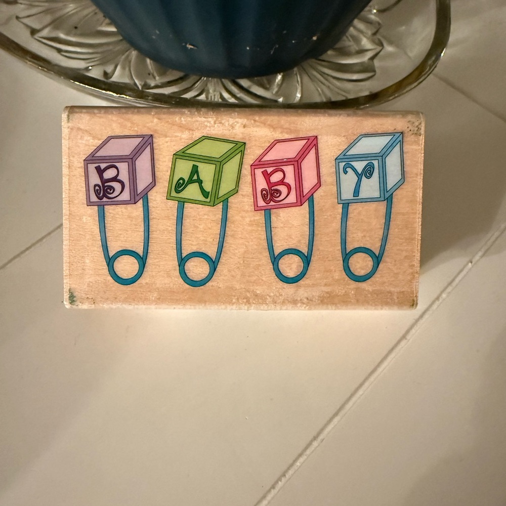 Colorful Wooden Stamp Baby Block Display